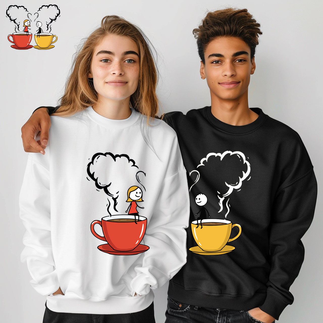 Cute cartoon couples sweatshirt design