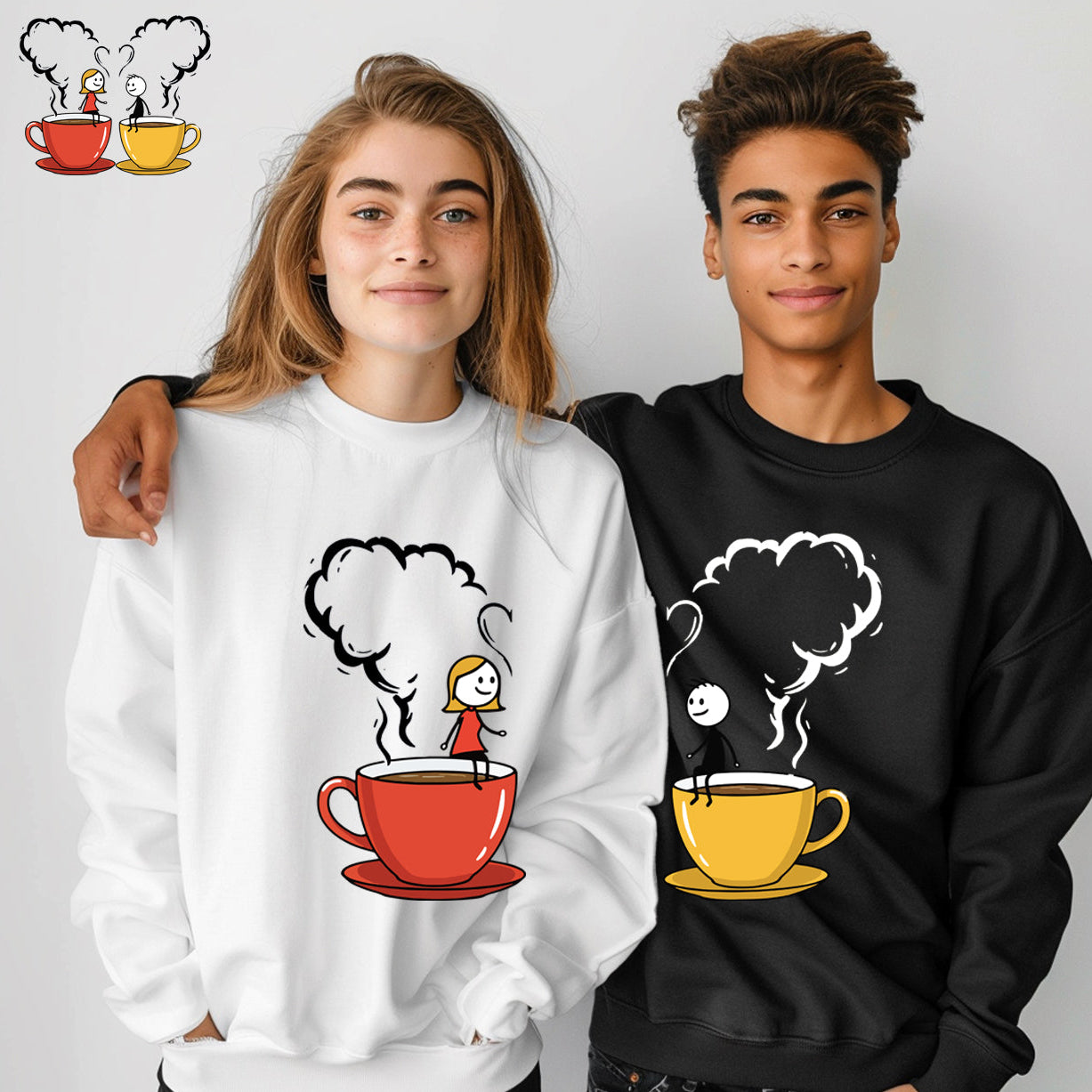 Cute cartoon couples sweatshirt design